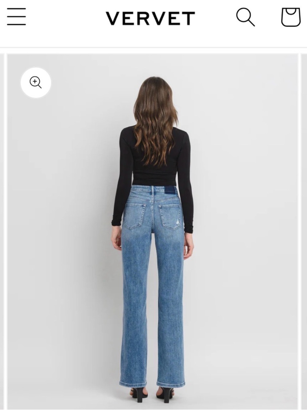 VERVET Blue Light Wash Denim Jeans with Mustard Top Accent - Picture 2 of 8